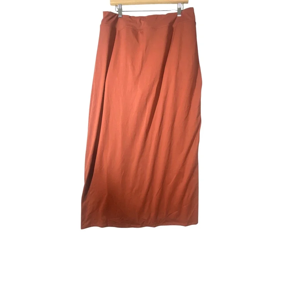 Halara Rust Red Double Slit Buckle Detail High‎ Waisted Maxi Skirt Womens XL NEW
